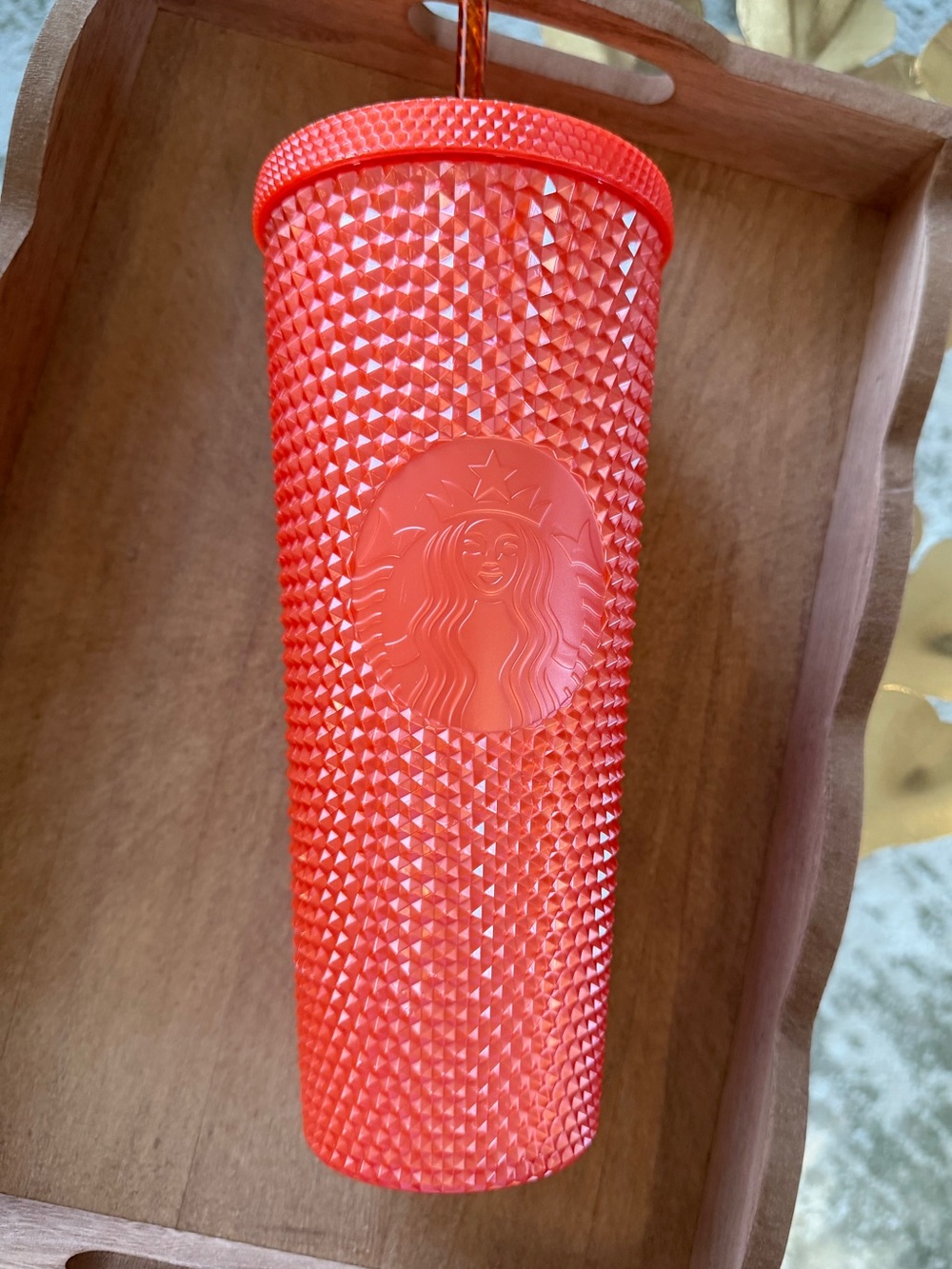 Starbucks Studded Tumbler in Orange Pearl
